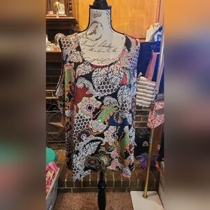 Slinky Brand Colorful Paisley Sleeveless Top